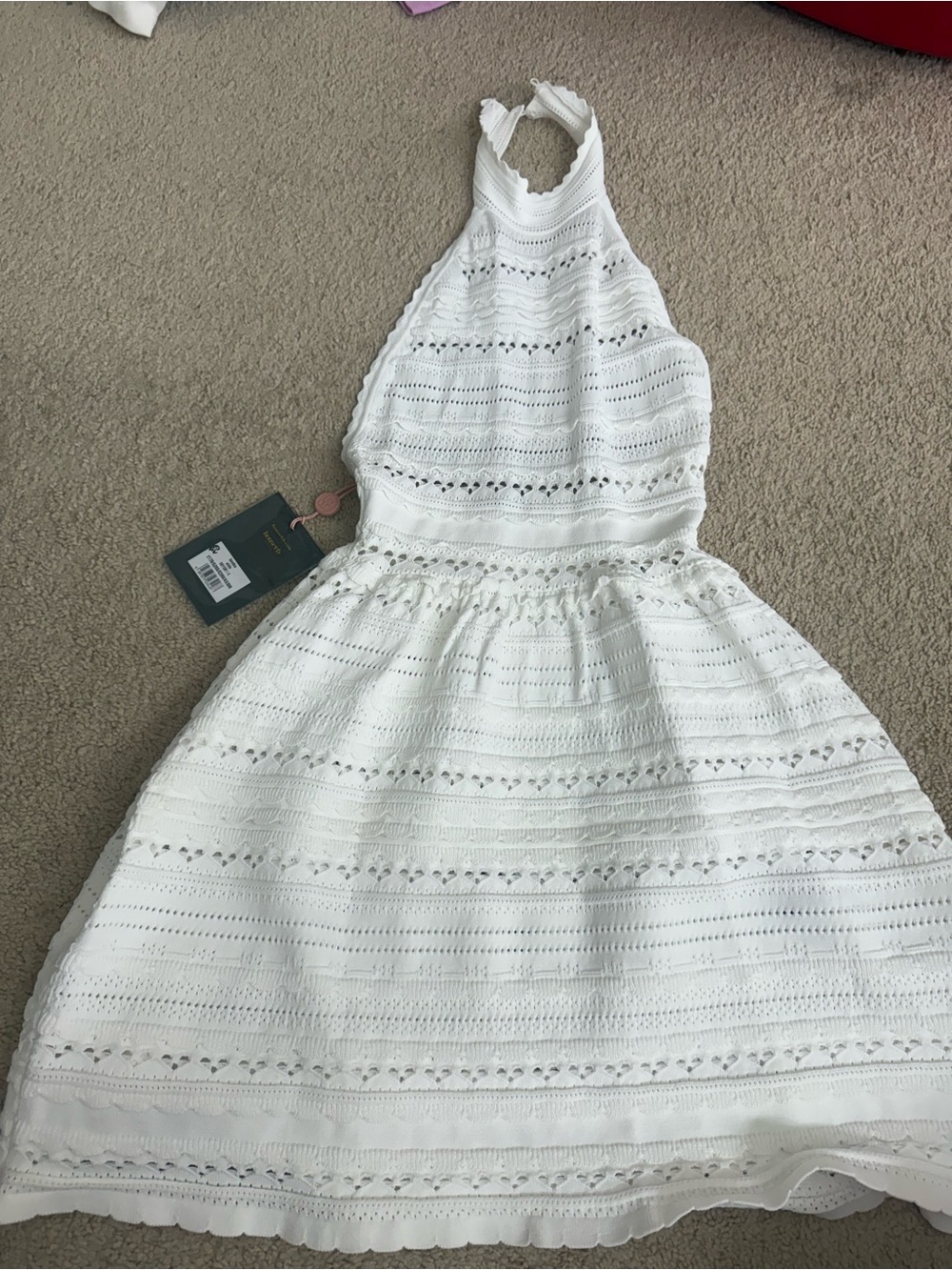 House of CB White Crochet Halter Midi Dress